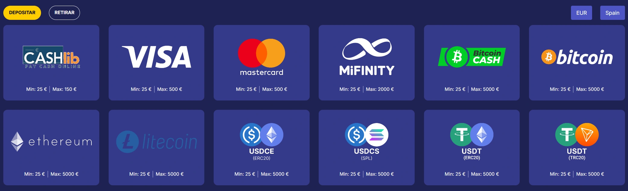 Métodos de depósito de Jasmin Slots Casino