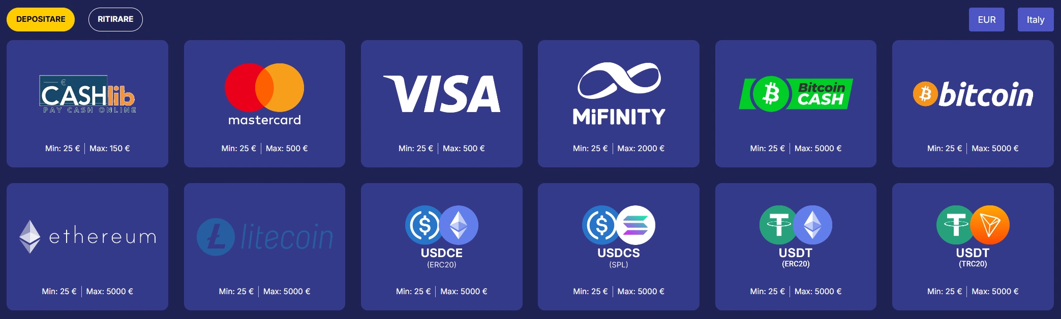 Metodi di deposito di Jasmin Slots Casino