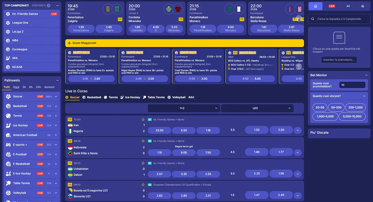 Scommesse sportive di Jasmin Slots Casino