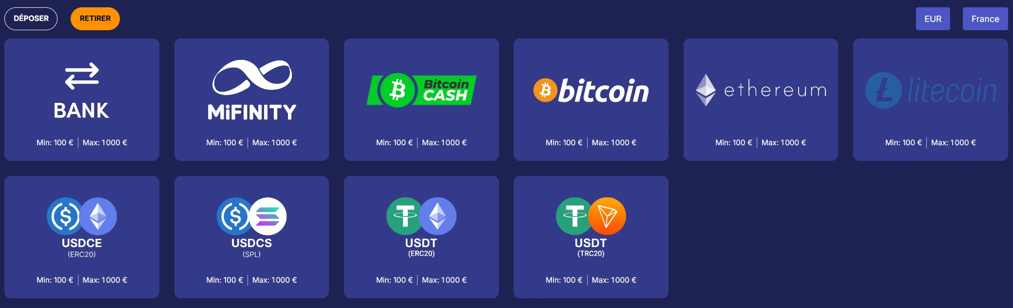 Options de retrait de Jasmin Slots Casino