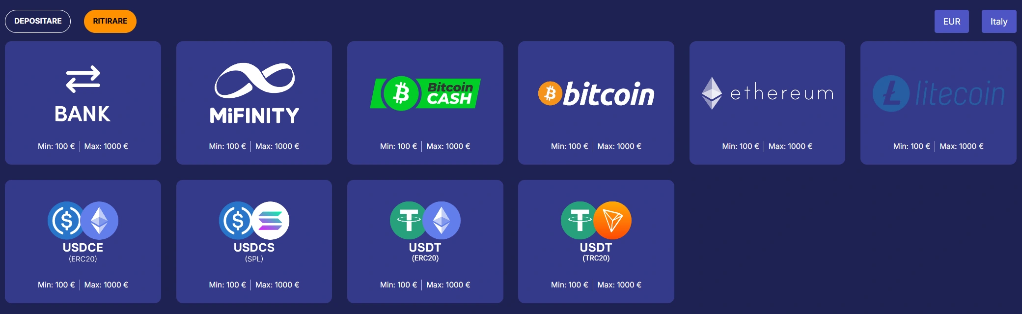 Opzioni di prelievo di Jasmin Slots Casino